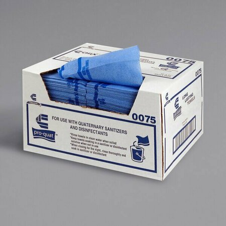 CHICOPEE 0075 Chix Pro-Quat 13'' x 21'' Blue Heavy-Duty Foodservice Towel - 150/Case, 150PK 2480075